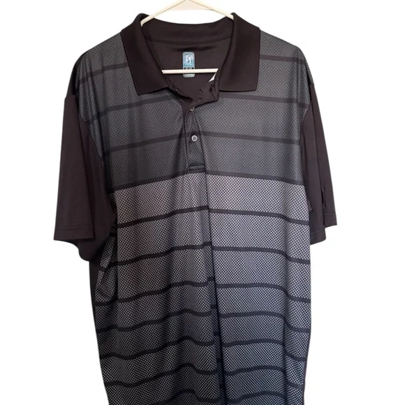 PGA Tour Black and Gray Polo Shirt - Picture 1 of 3
